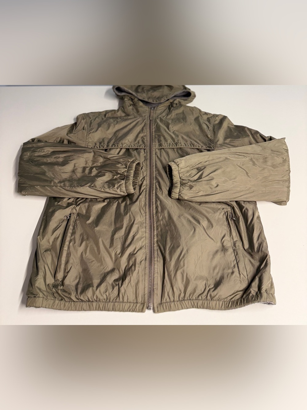 Y2K Old Navy Olive Green Hooded Windbreaker Jacket - Men